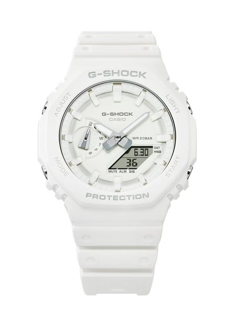 G-SHOCK ساعة يد أنالوج رقمية بيضاء من الراتنج مع حزام GA-2100-7A7 للجنسين - Image 2